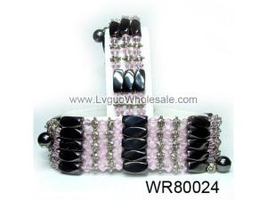 36inch Rose Quartz Crystal, Alloy,Magnetic Wrap Bracelet Necklace All in One Set
